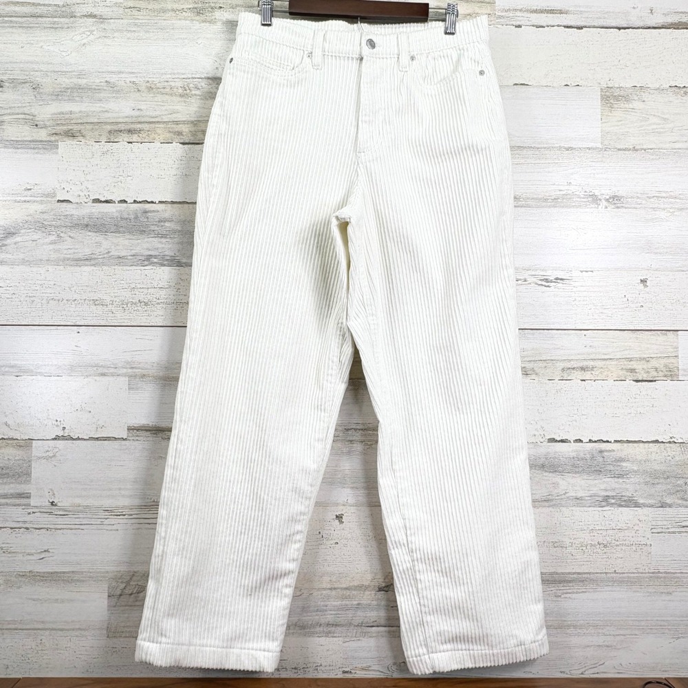 Lands End Womens Wide Wale Corduroy Wide Leg Pants Cream White Size 12